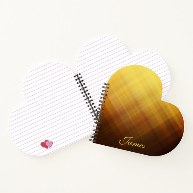 Modern brown yellow monogram name notebook (Inside)