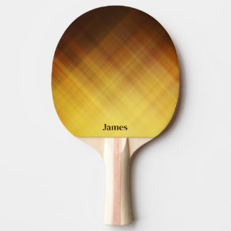 Modern brown yellow monogram name ping pong paddle