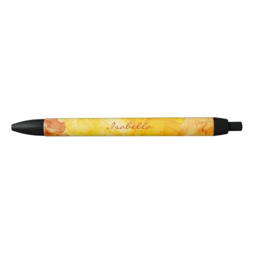 Modern Brown Yellow Sparkle Color Ink Pattern  Black Ink Pen