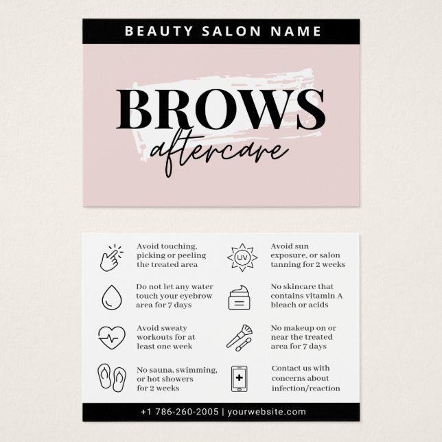 Modern Brows Aftercare PMU Brow Instructions Card  (Front & Back)