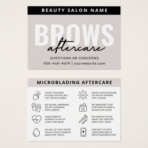 Modern Brows Aftercare PMU Brow Instructions Card 