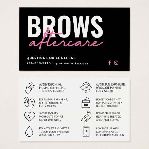 Modern Brows Aftercare PMU Brow Instructions Card 