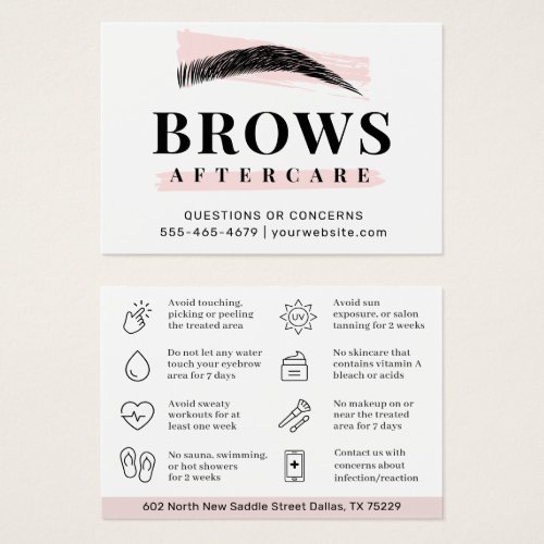 Modern Brows Aftercare PMU Brow Instructions Card