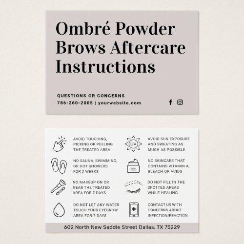 Modern Brows Aftercare PMU Brow Instructions Card