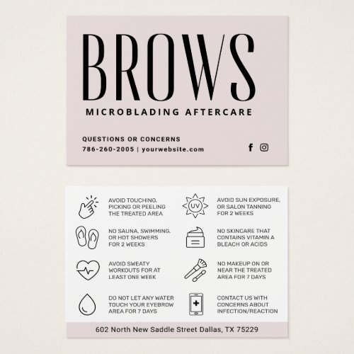 Modern Brows Aftercare PMU Brow Instructions Card 