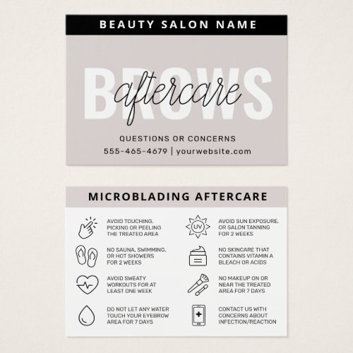 Modern Brows Aftercare PMU Brow Instructions Card 