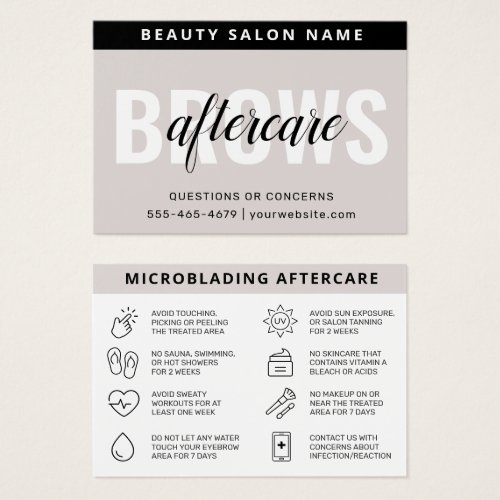 Modern Brows Aftercare PMU Brow Instructions Card 