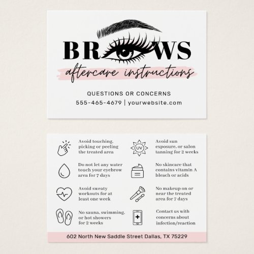 Modern Brows Aftercare PMU Brow Instructions Card