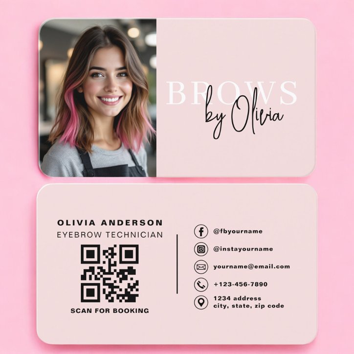 Modern Brows Artist Blush Pink Business Card