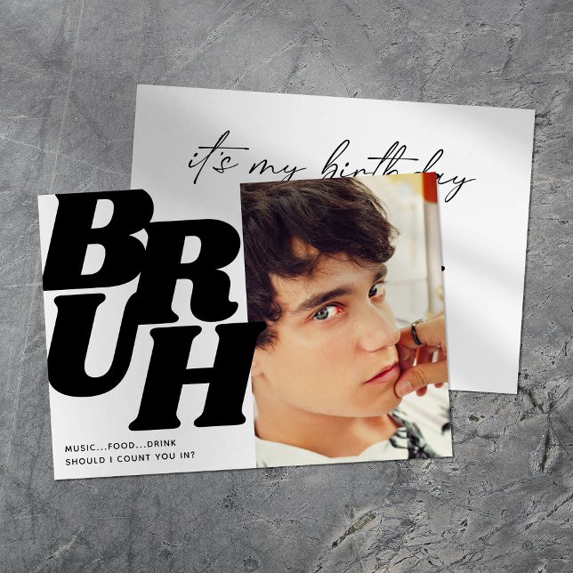 Modern Bruh Teenage Boy Birthday Party Invitation (Creator Uploaded)