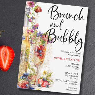 Modern Brunch and Bubble Summer Champagne Cocktail Invitation