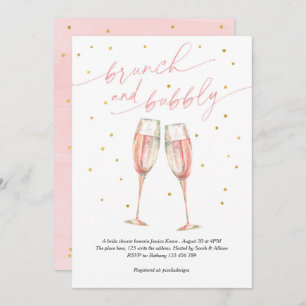 Modern brunch and bubbly, champagne bridal shower invitation