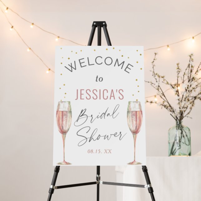 Modern Brunch & Bubbly bridal shower welcome sign (In Situ (Stand))