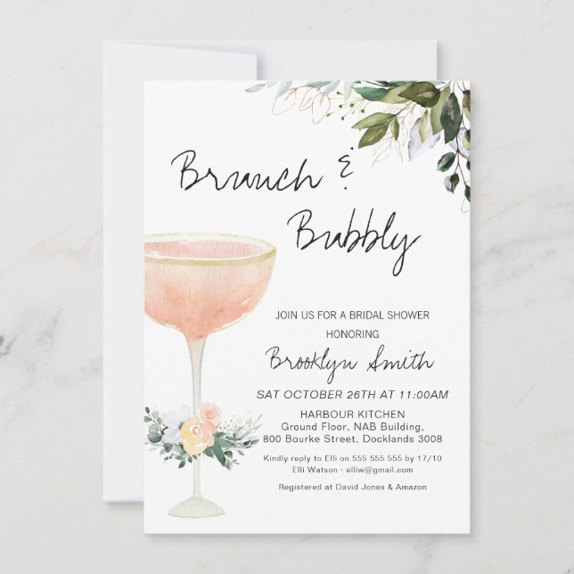 Modern Brunch Champagne Bridal Shower Invitation (Front)