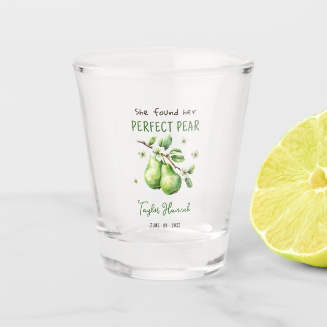 Modern Brunch Greenery Perfect Pear Bridal Shower  Shot Glass (Front)
