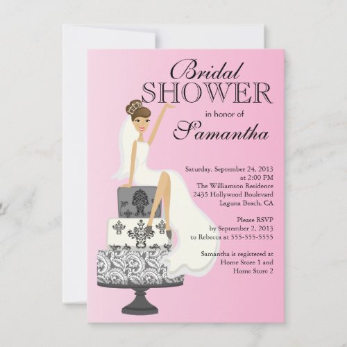 Modern Brunette  Bride Bridal Shower Invitation