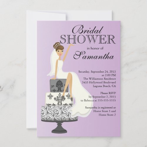 Modern Brunette   Bride Bridal Shower Invitation