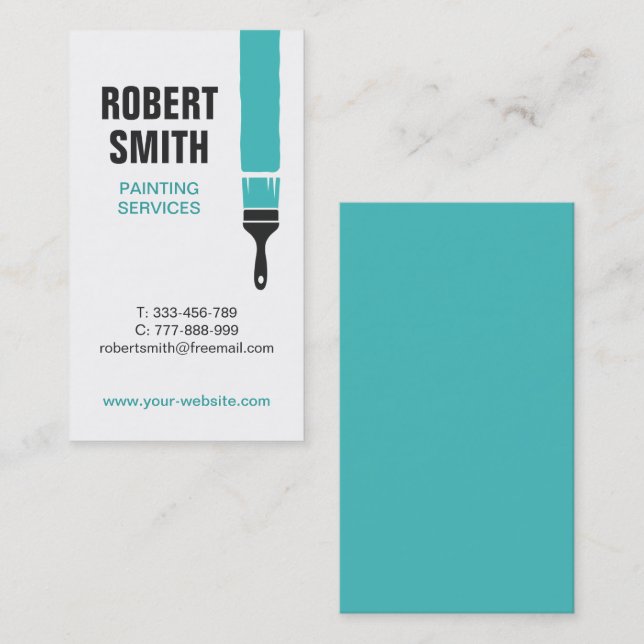 Modern Brush and Paint Vertical Business Card (Front/Back)