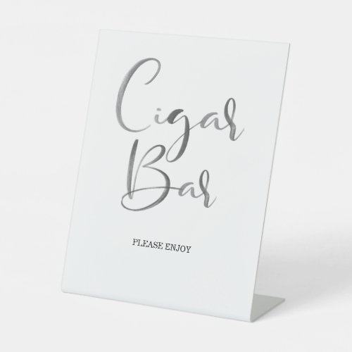 Modern Brush Calligraphy Wedding Cigar Bar Pedestal Sign