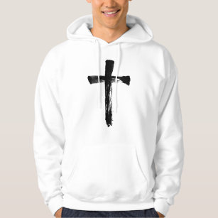 Modern Brush Cross - Christian Artistic Crucifix Hoodie