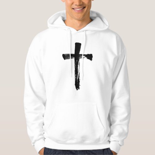 Modern Brush Cross _ Christian Artistic Crucifix Hoodie