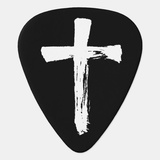 Modern Brush Cross - Christian Religious Crucifix  Guitar Pick (Front)