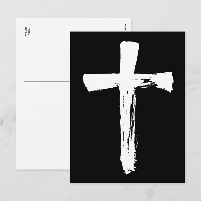 Modern Brush Cross - Christian Religious Crucifix Holiday Postcard (Front/Back)