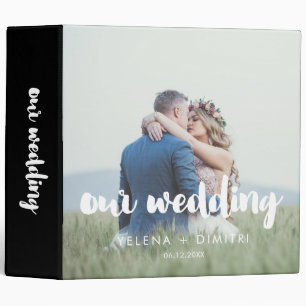Modern brush font wedding photo album binder