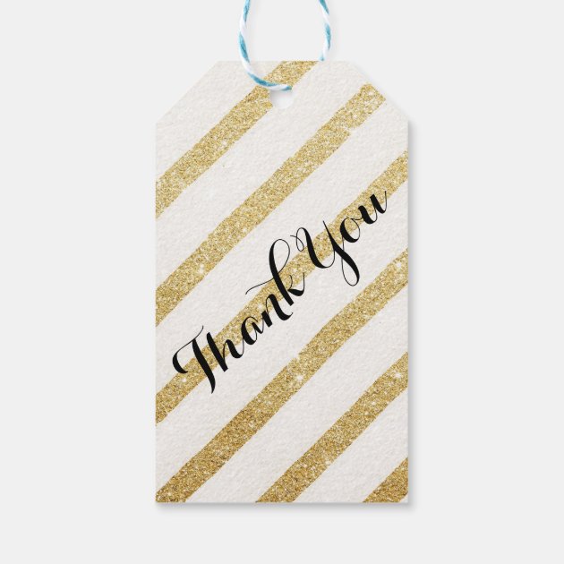 Modern Brush Gold Stripe Wedding Thank You Gift Tags