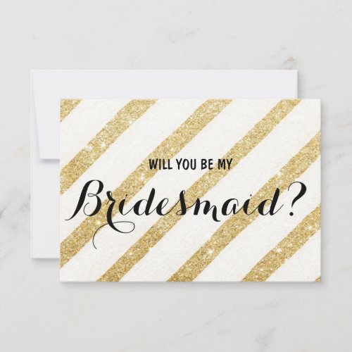 Modern brush gold stripe Will you be my Bridesmaid 3.5x5 Paper Invitation Card