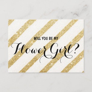 Modern brush gold stripe Will you be my FlowerGirl Invitation