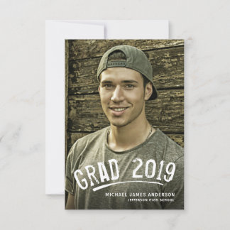 Modern Brush Graduation Grunge Photo Party Invite