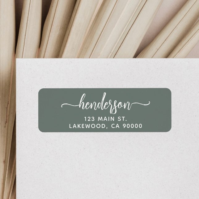 Modern Brush Handwritten Green Return Address Label (Creator Uploaded)