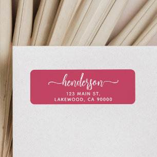 Modern Brush Handwritten Red Return Address Label