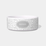 Modern Brush Heart Gray Personalized Pet Bowl<br><div class="desc">This modern gray and white brush heart pattern pet bowl can be personalized with a name or monogram. Great for a cat or dog.</div>