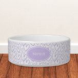 Modern Brush Heart Light Purple Personalized Pet<br><div class="desc">This modern light purple and white brush heart pattern pet bowl can be personalized with a name or monogram. Great for a cat or dog.</div>