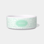 Modern Brush Heart Mint Green Personalized Pet Bowl<br><div class="desc">This modern mint green and white brush heart pattern pet bowl can be personalized with a name or monogram. Great for a cat or dog.</div>