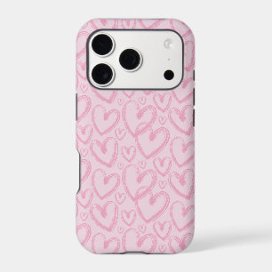 Modern Brush Heart Pastel Pink Pattern iPhone 17 Pro Case