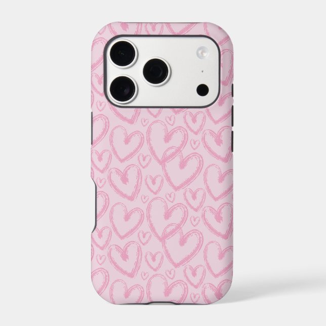 Modern Brush Heart Pastel Pink Pattern Case-Mate iPhone Case (Back)