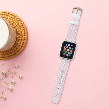 Modern Brush Heart Pink White Pattern Apple Watch Band by printcreekstudio at Zazzle