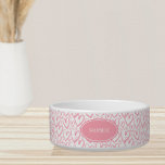 Modern Brush Heart Pink White Personalized Pet<br><div class="desc">This modern pink and white brush heart pattern pet bowl can be personalized with a name or monogram. Great for a cat or dog.</div>