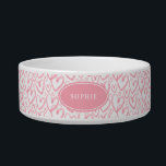 Modern Brush Heart Pink White Personalized Pet Bowl<br><div class="desc">This modern pink and white brush heart pattern pet bowl can be personalized with a name or monogram. Great for a cat or dog.</div>