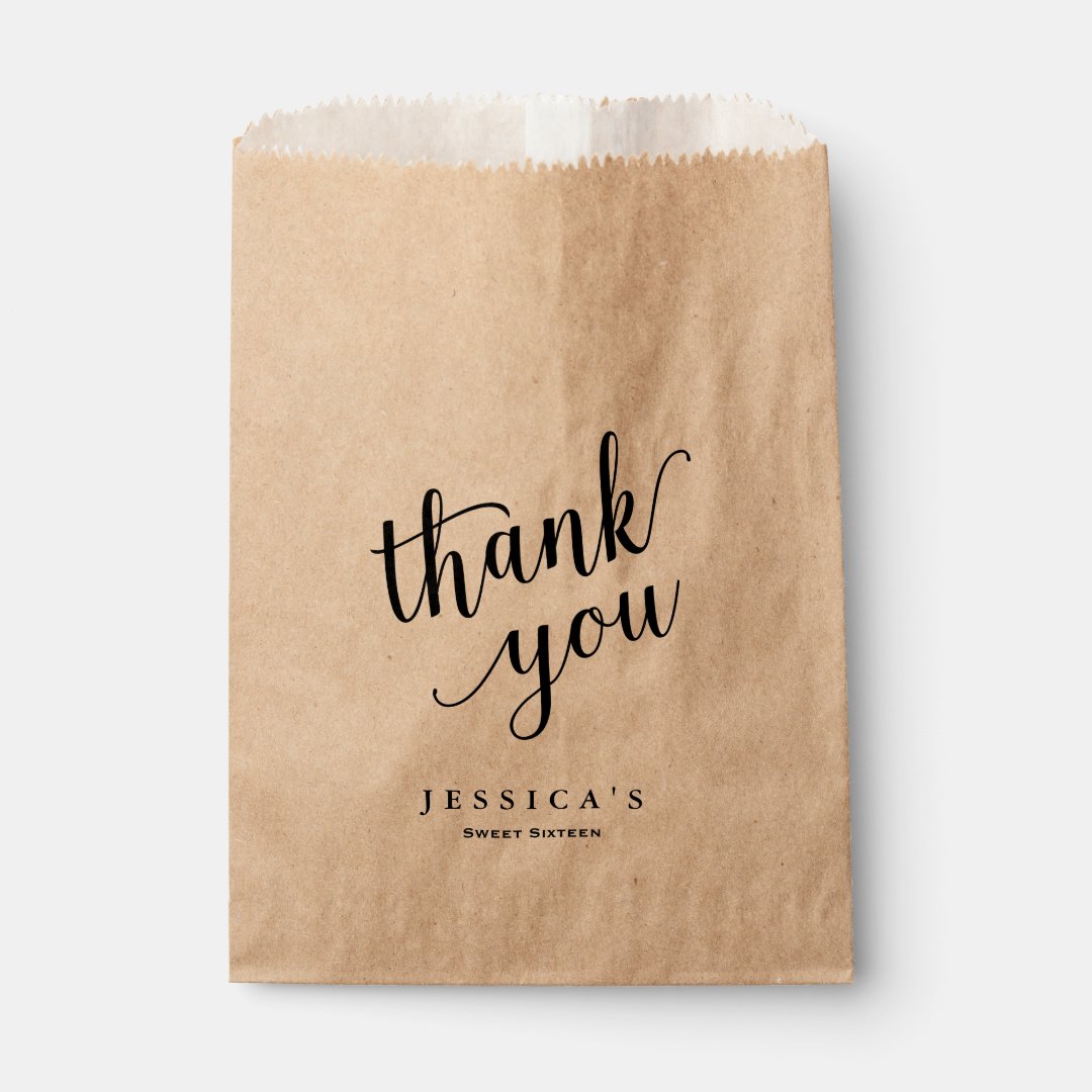 Modern Brush Lettered Thank You Goodie Bag | Zazzle