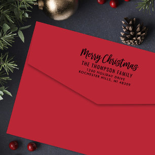 Modern Brush Merry Christmas Return Address Self-inking Stamp