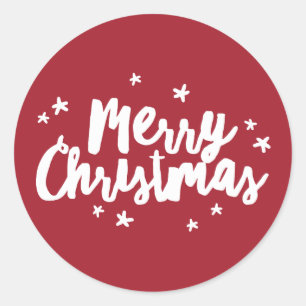 Modern Brush Merry Christmas Round Sticker