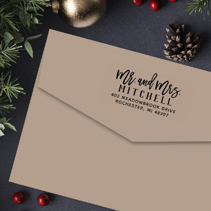 Modern Brush Mr and Mrs Return Address Self-inking Stamp
