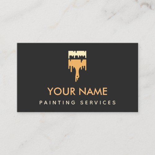 Modern Brush Paint Dripping Minimal Elegant Black  Business Card