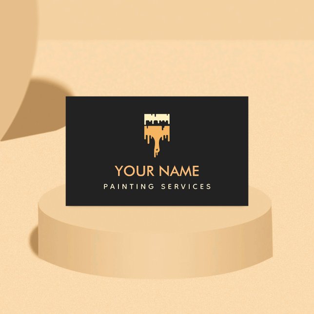 Modern Brush Paint Dripping Minimal Elegant Black  Business Card (Creator Uploaded)