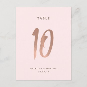 Modern Brush Rose Gold Wedding Table Number 10 by spinsugar at Zazzle