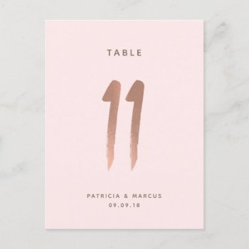 Modern Brush Rose Gold Wedding Table Number 11 by spinsugar at Zazzle